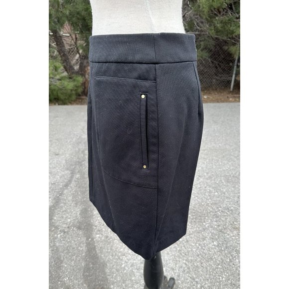 H&M Skirt 12 Black Wide Pockets Flowy Viscose A Line Preppy Career Adult Womens - Picture 3 of 9